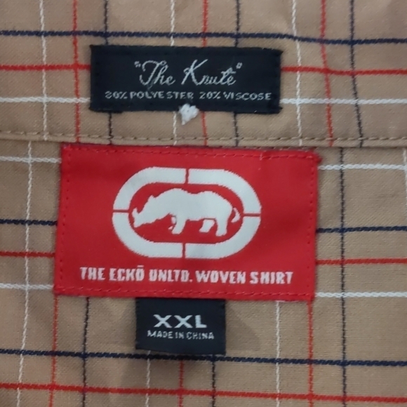 Ecko tan plaid button down shirt XXL - Picture 8 of 8